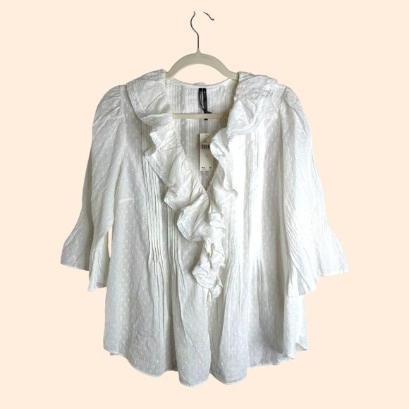 By Anthropologie Ruffled Pintuck Blouse - Picture 2 of 7